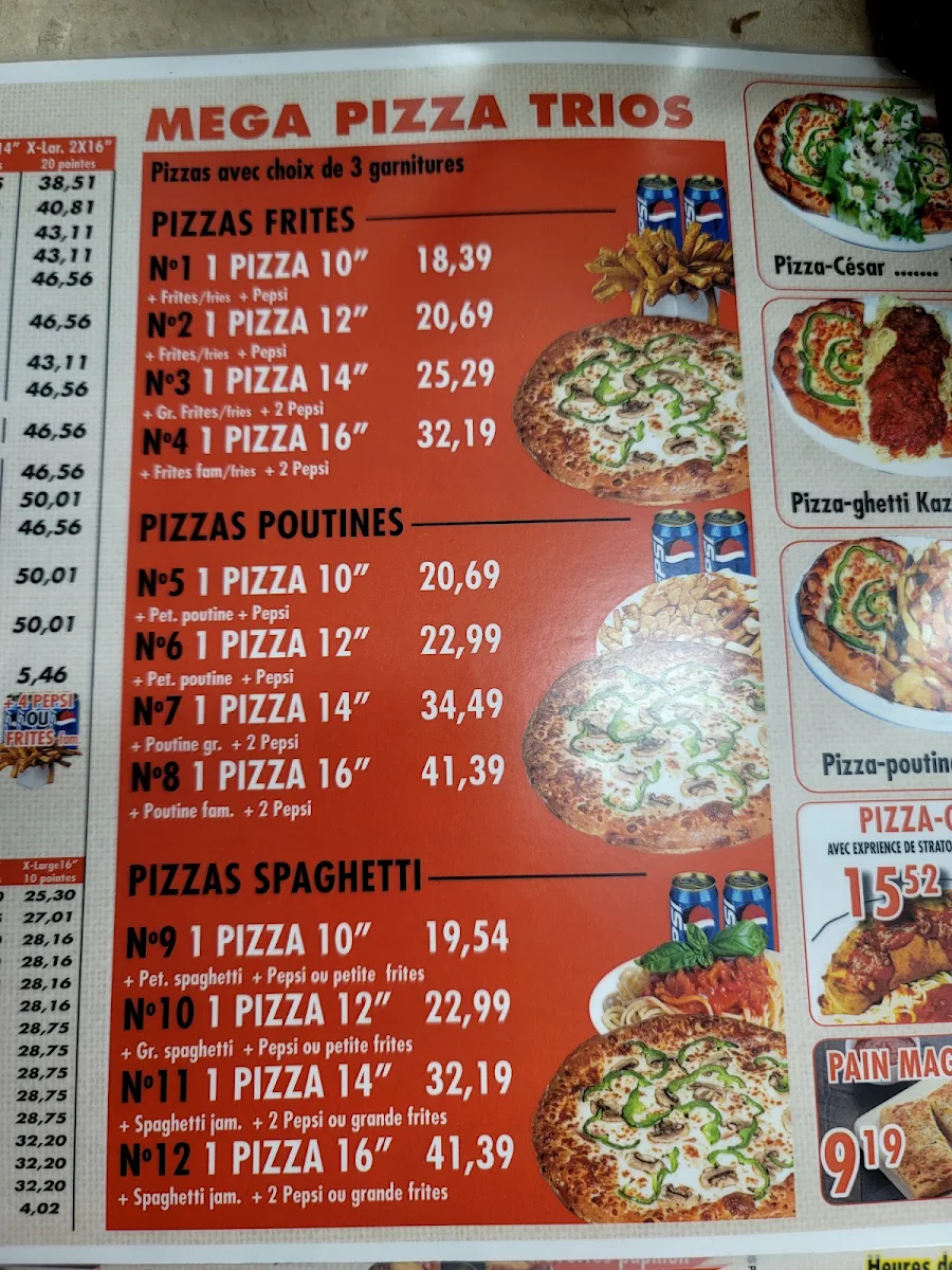 Menu, Pizza Miss Calgary - Pizza 2 pour 1