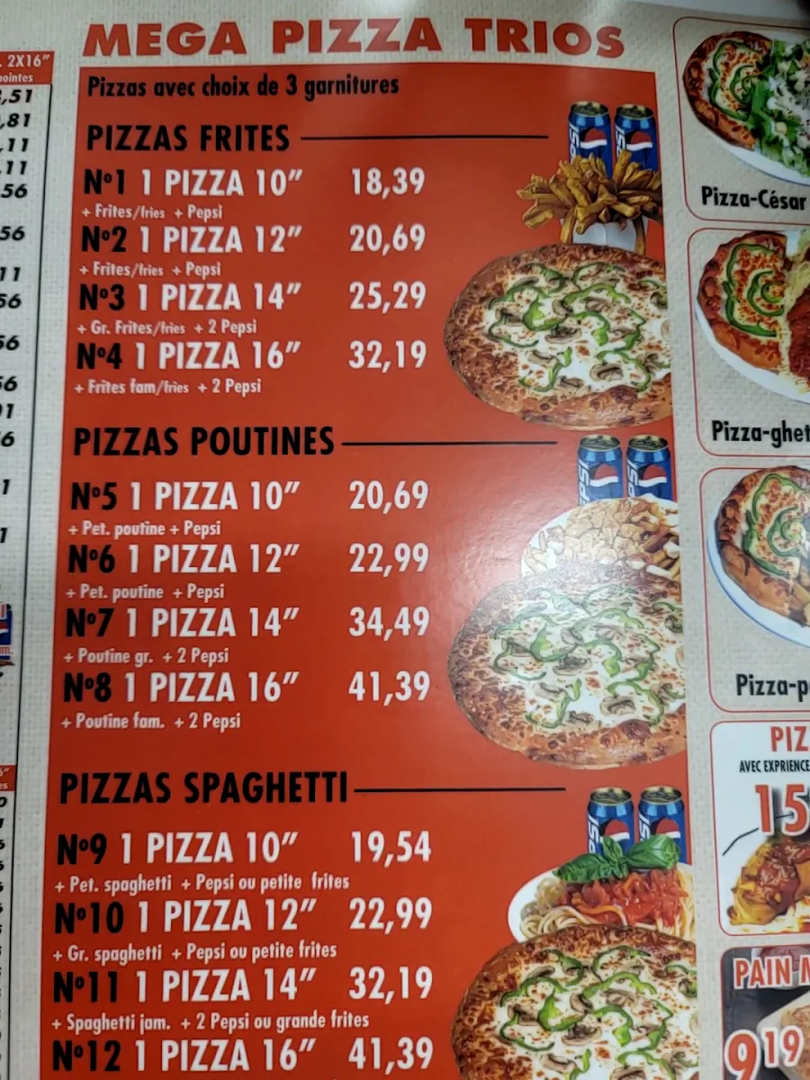 Menu, Pizza Miss Calgary - Pizza 2 pour 1