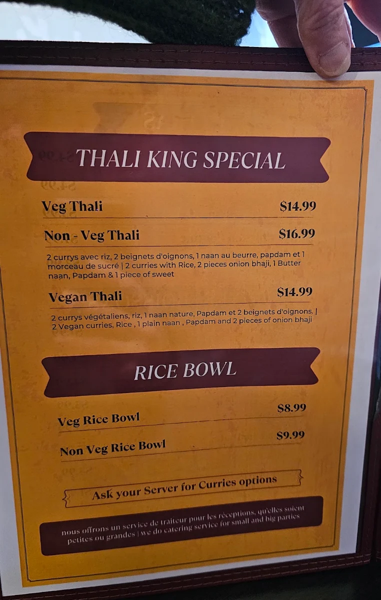 Menu, Thali King