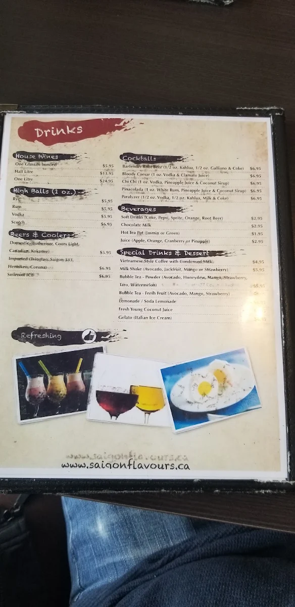 Menu, Vietnamese Restaurant