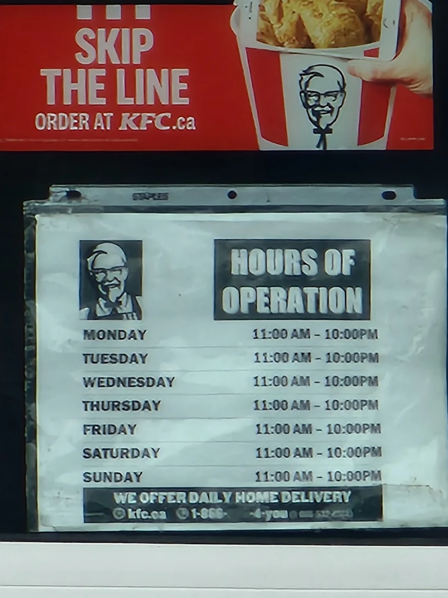 Menu, KFC