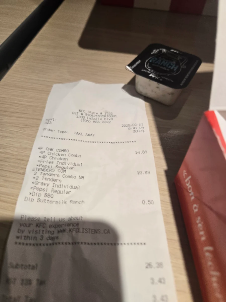 Menu, KFC