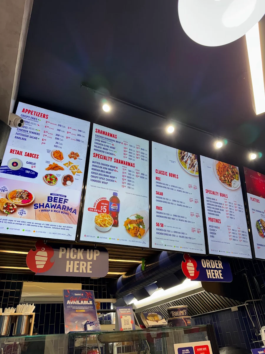 Menu, Tahini's Shawarma