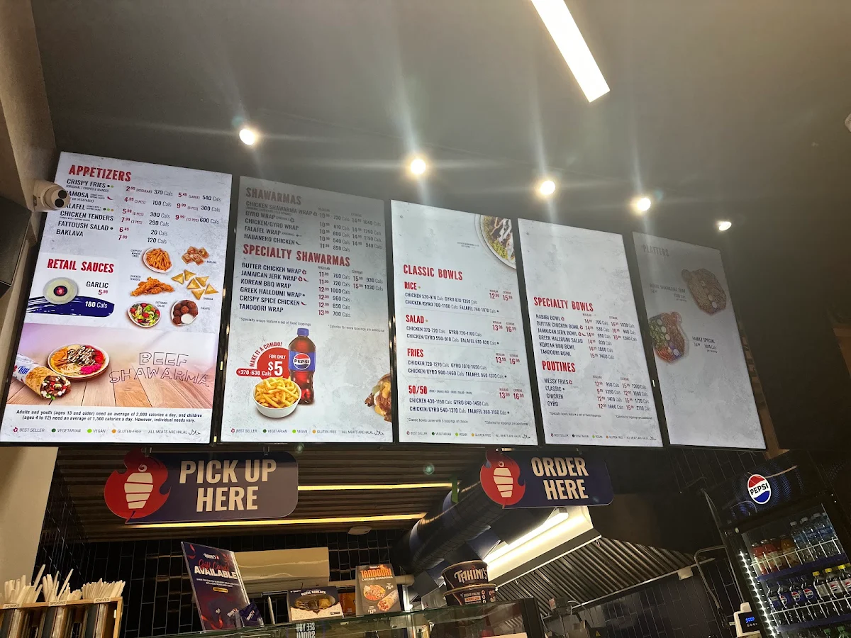 Menu, Tahini's Shawarma