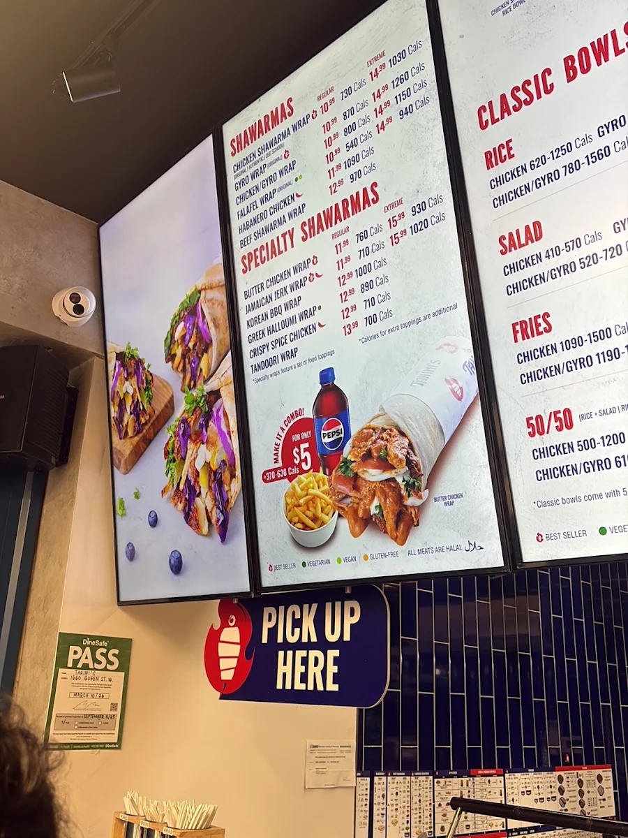 Menu, Tahini's Shawarma
