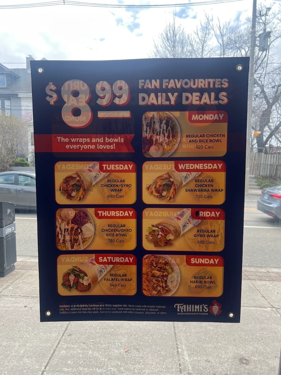 Menu, Tahini's Shawarma
