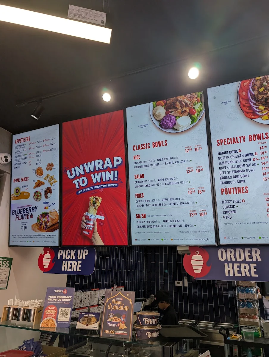Menu, Tahini's Shawarma