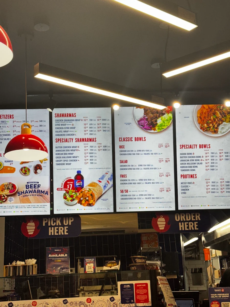 Menu, Tahini's Shawarma