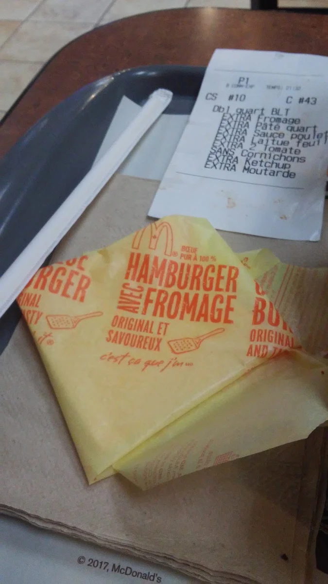 Menu, McDonald's