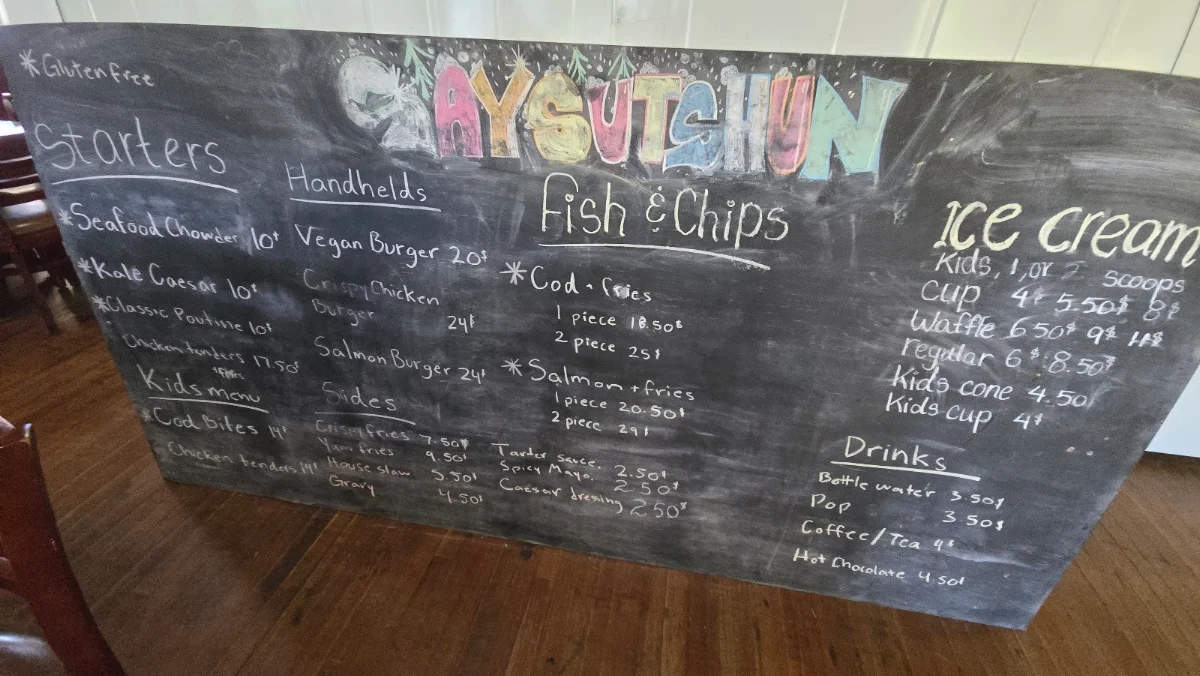 Menu, Newcastle Cafe