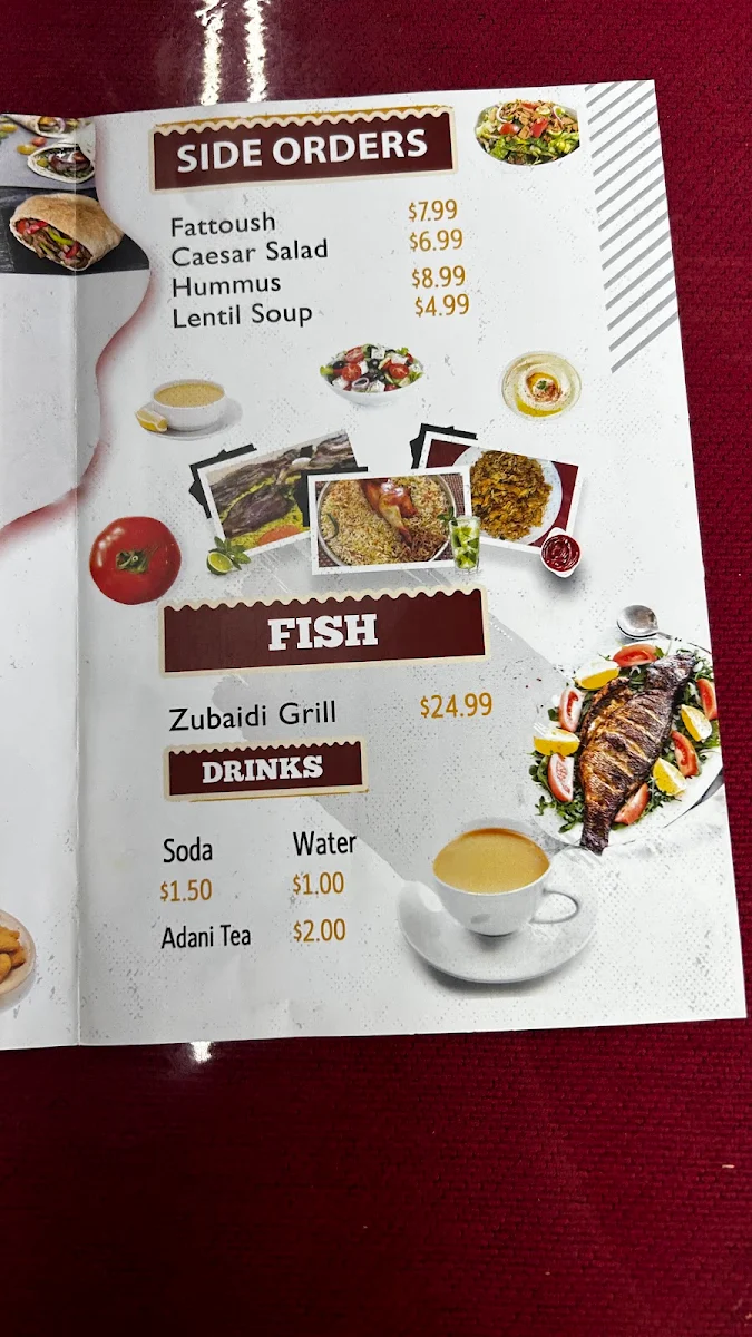 Menu, Yemen Stars Restaurant