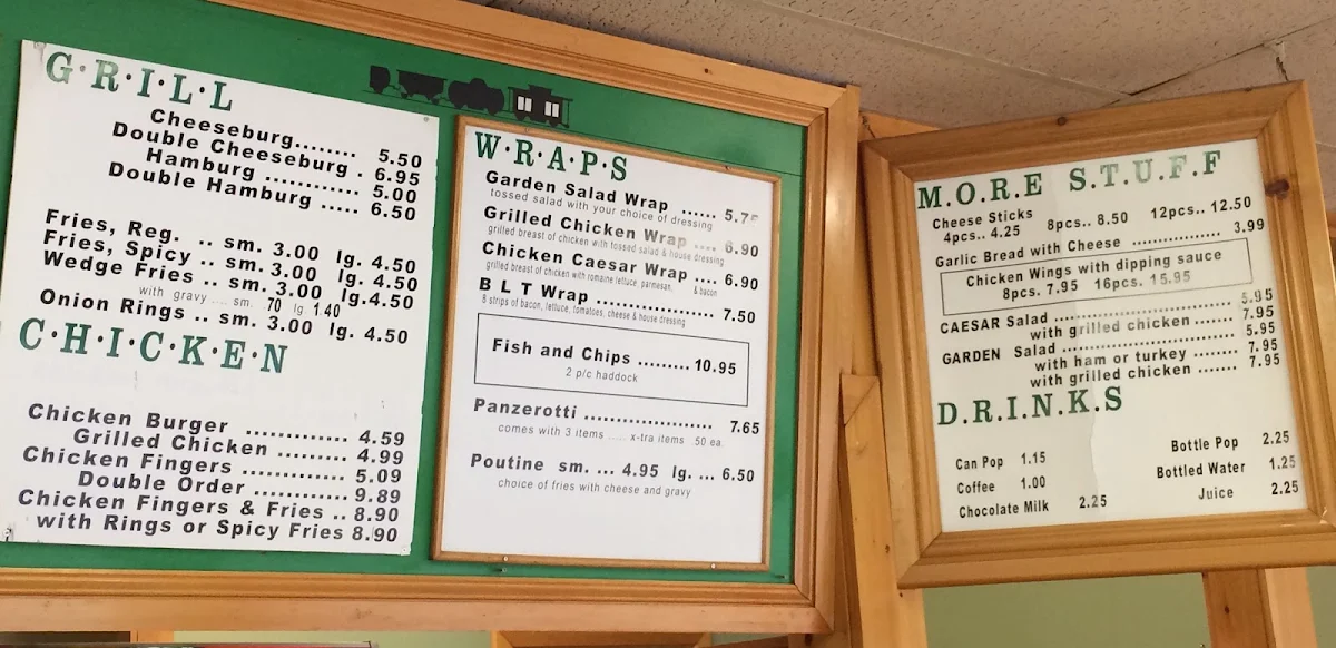 Menu, Pizza Train
