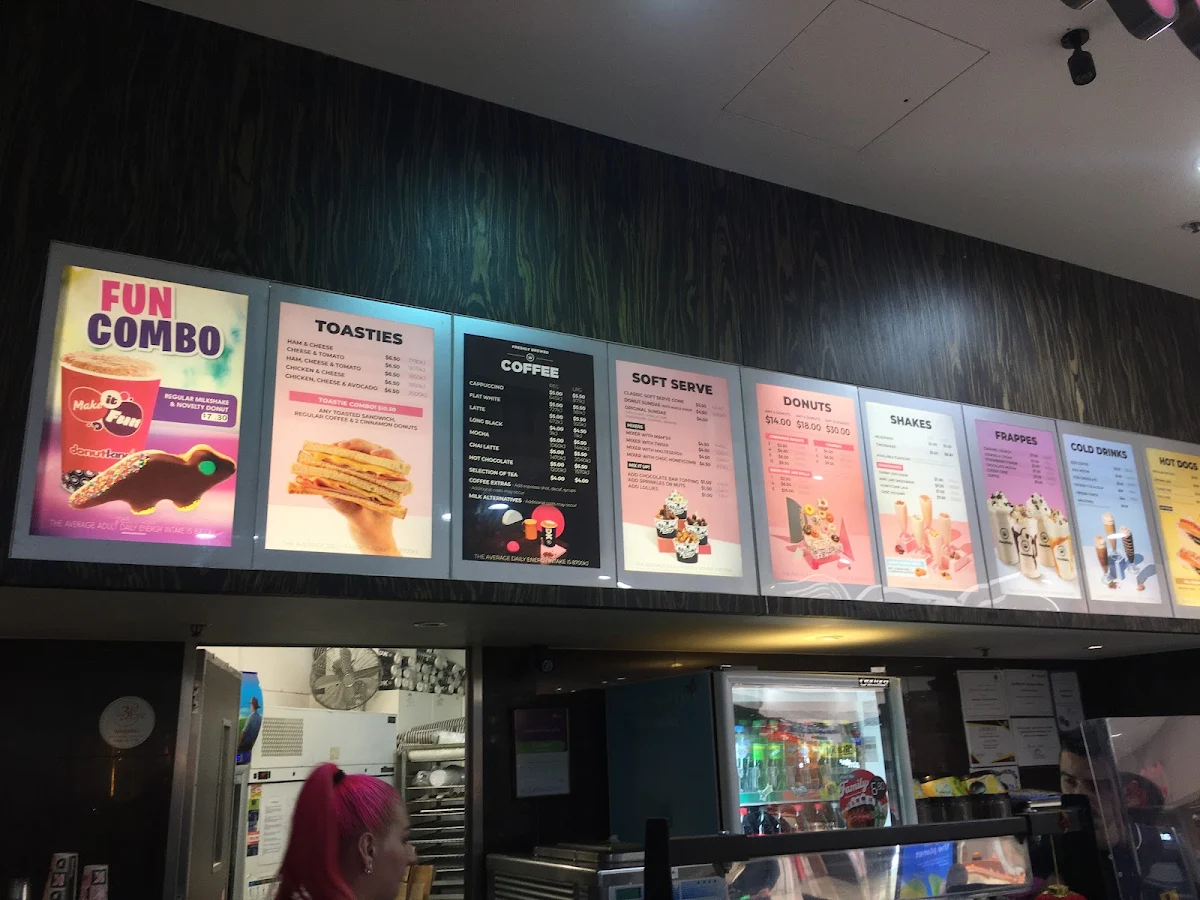 Menu, Donut King Wallsend