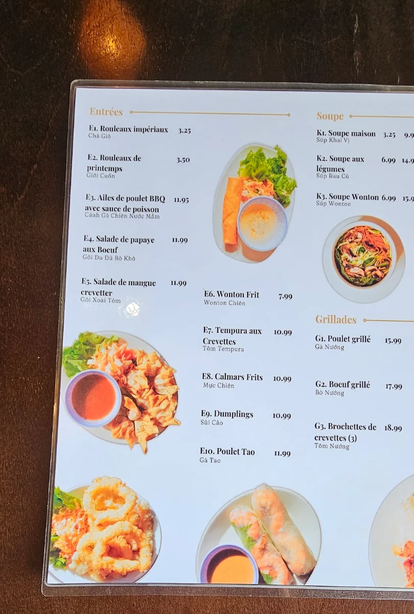 Menu, Pho Ha Noi