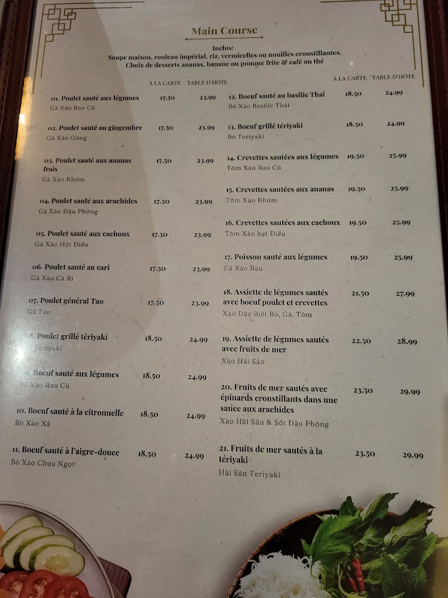 Menu, Pho Ha Noi