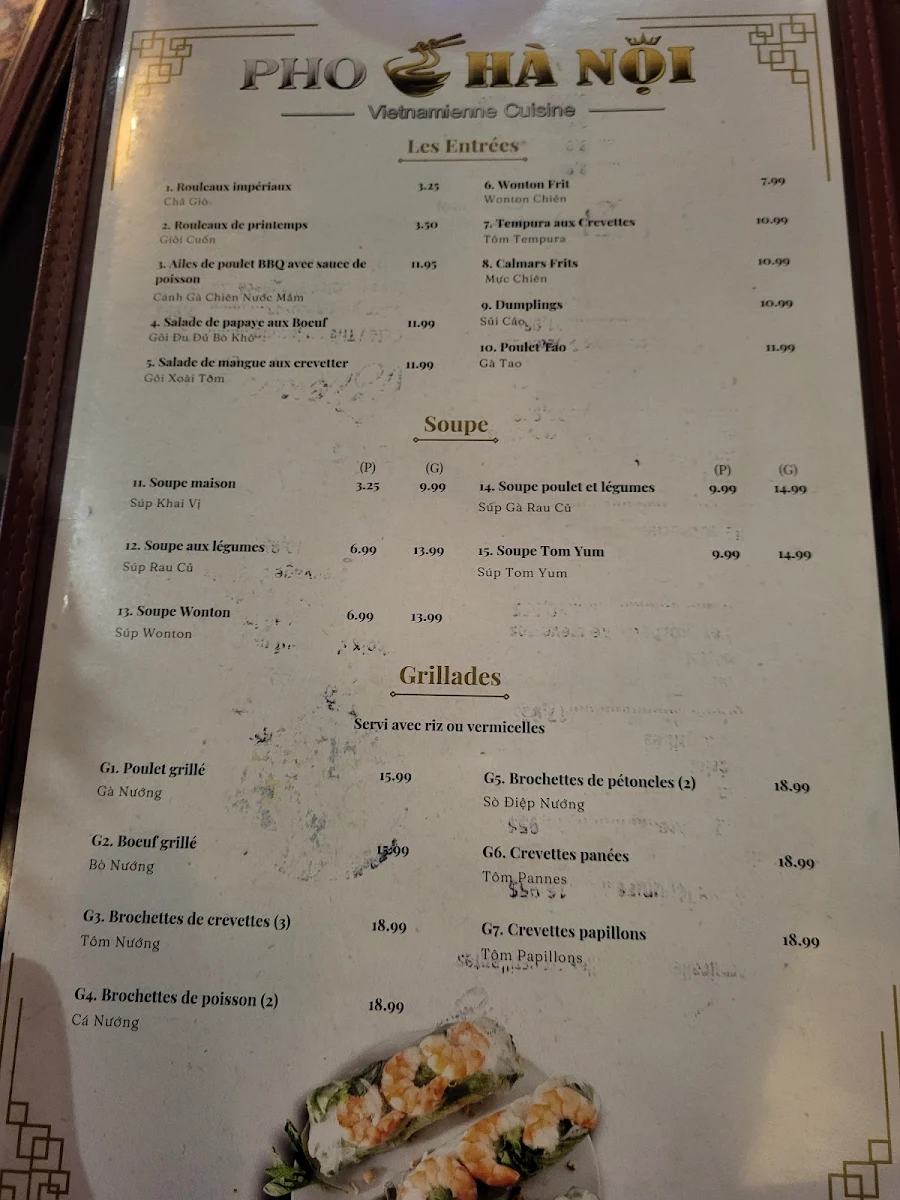 Menu, Pho Ha Noi