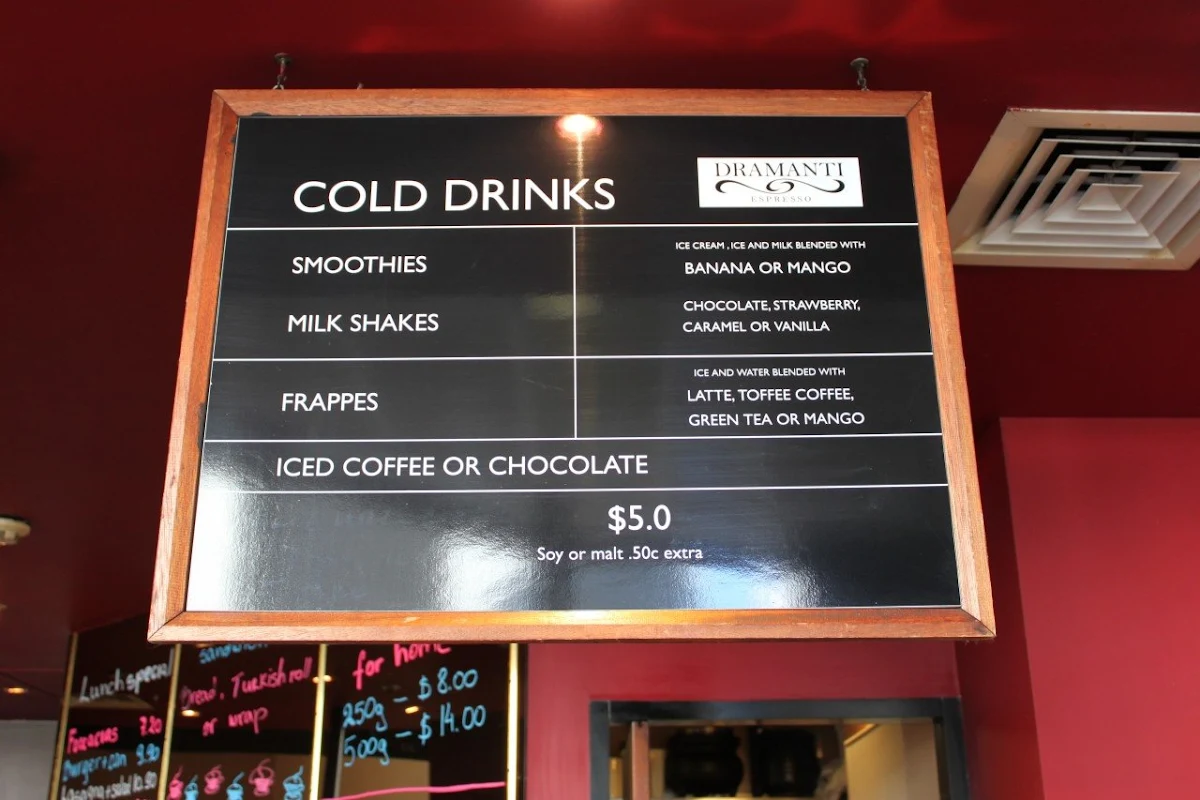 Menu, Cafe Pronto