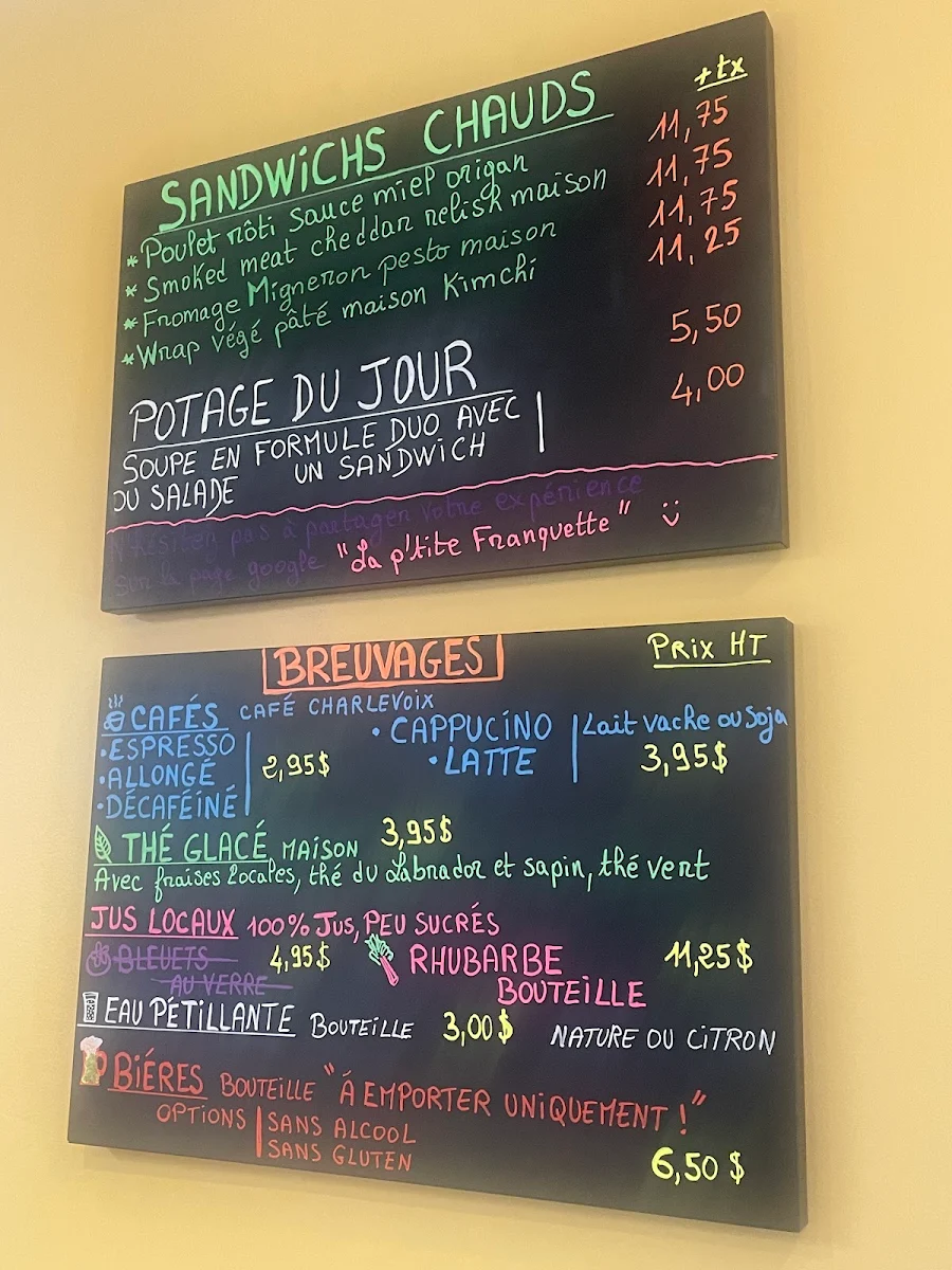 Menu, La p'tite Franquette