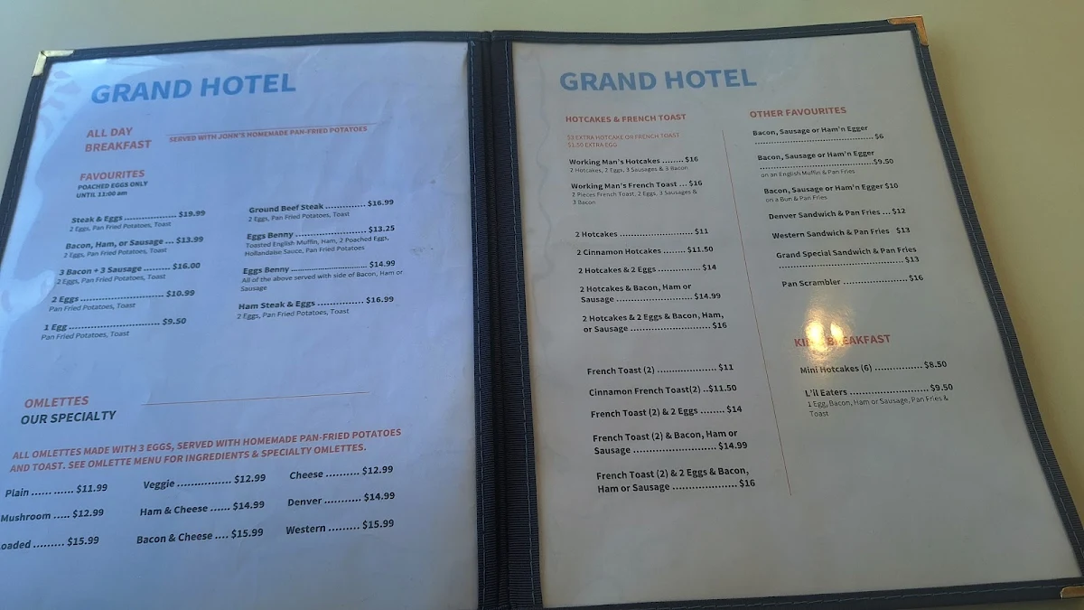 Menu, The Grand Hotel