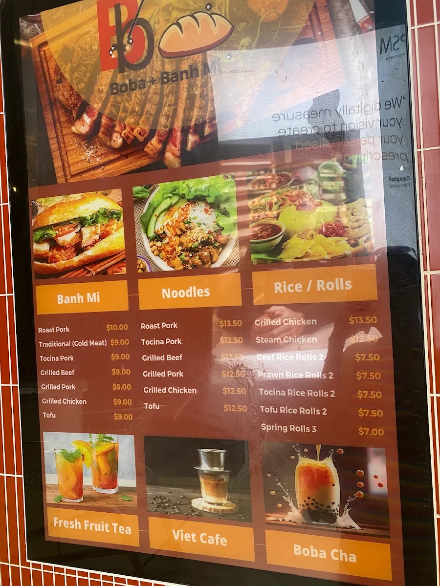 Menu, Boba Banh Mi