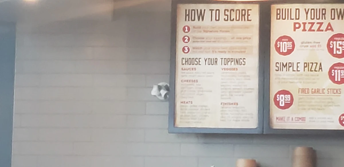 Menu, Score Pizza