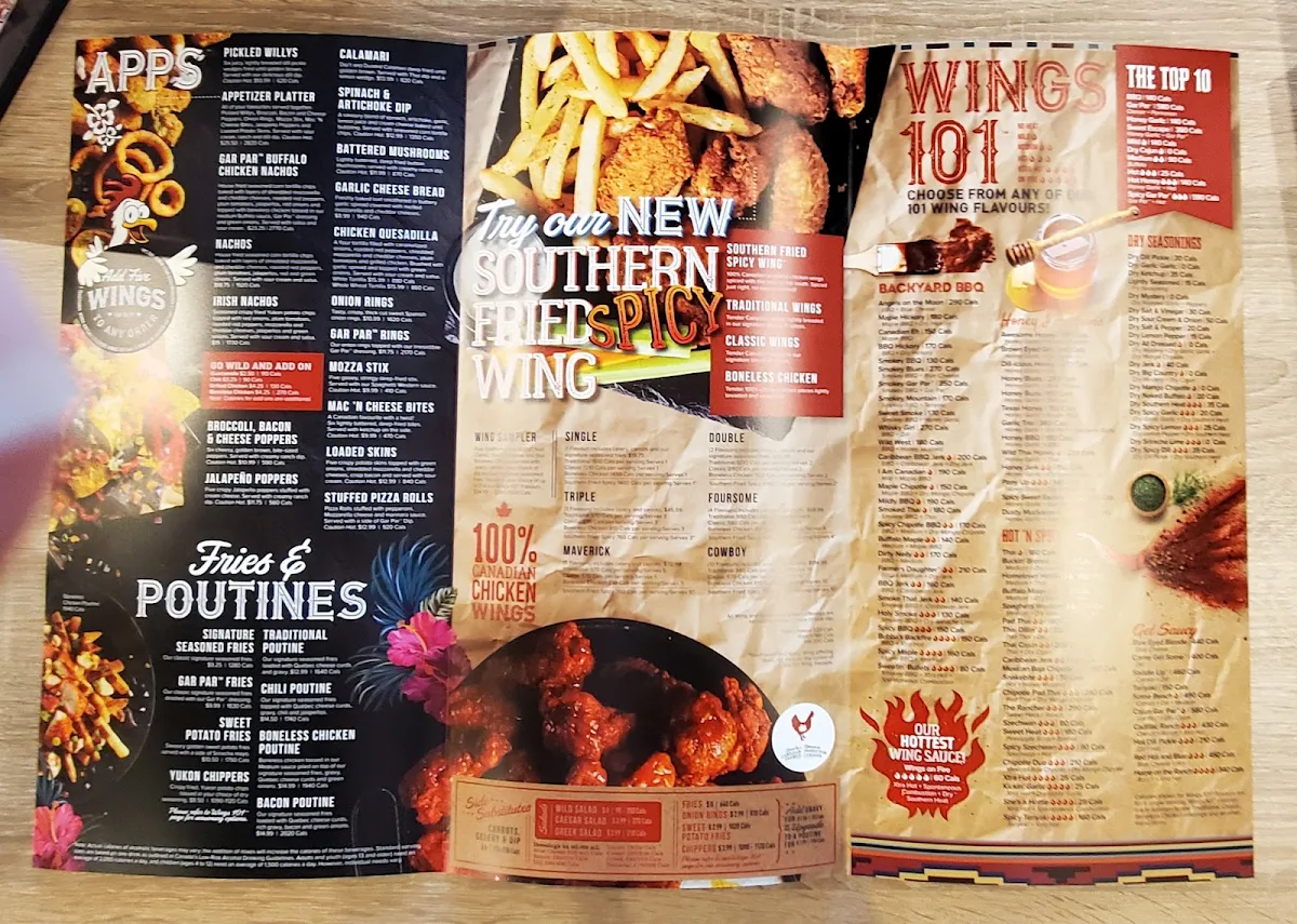 Menu, Wild Wing