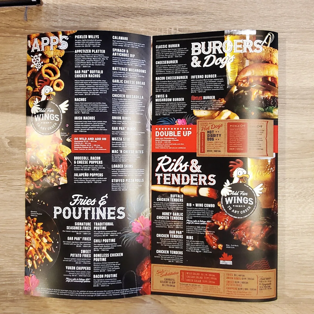 Menu, Wild Wing
