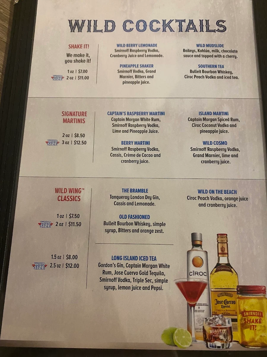 Menu, Wild Wing