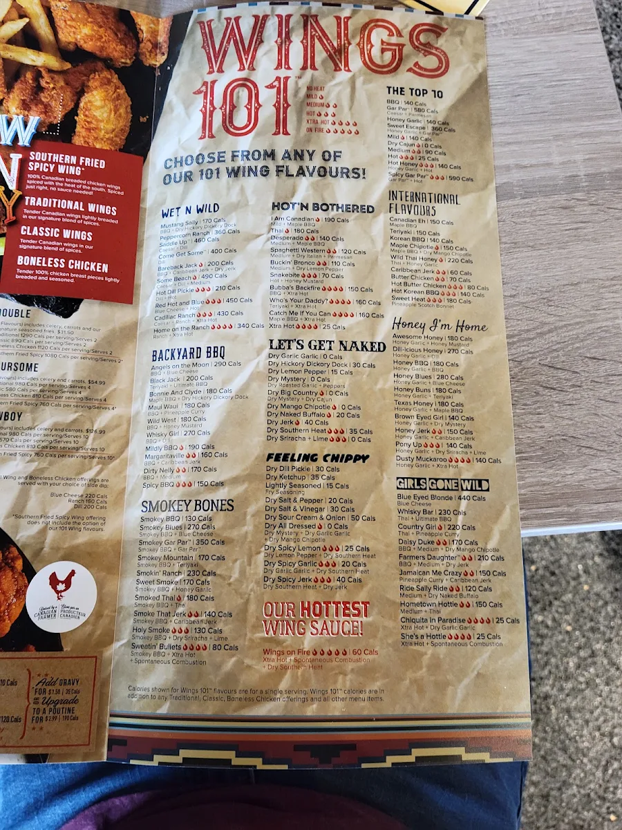Menu, Wild Wing