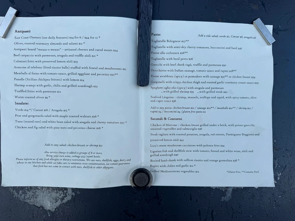 Menu, Olivea