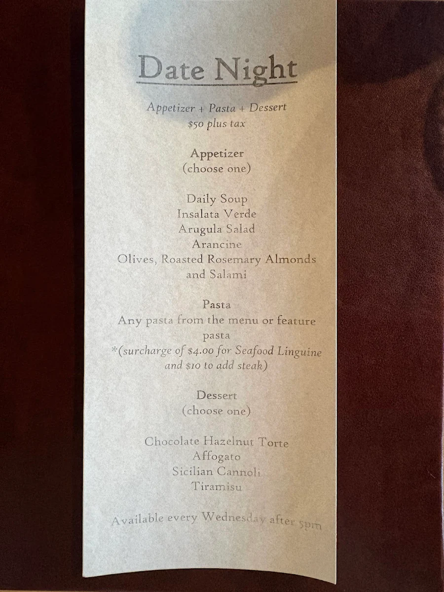 Menu, Olivea