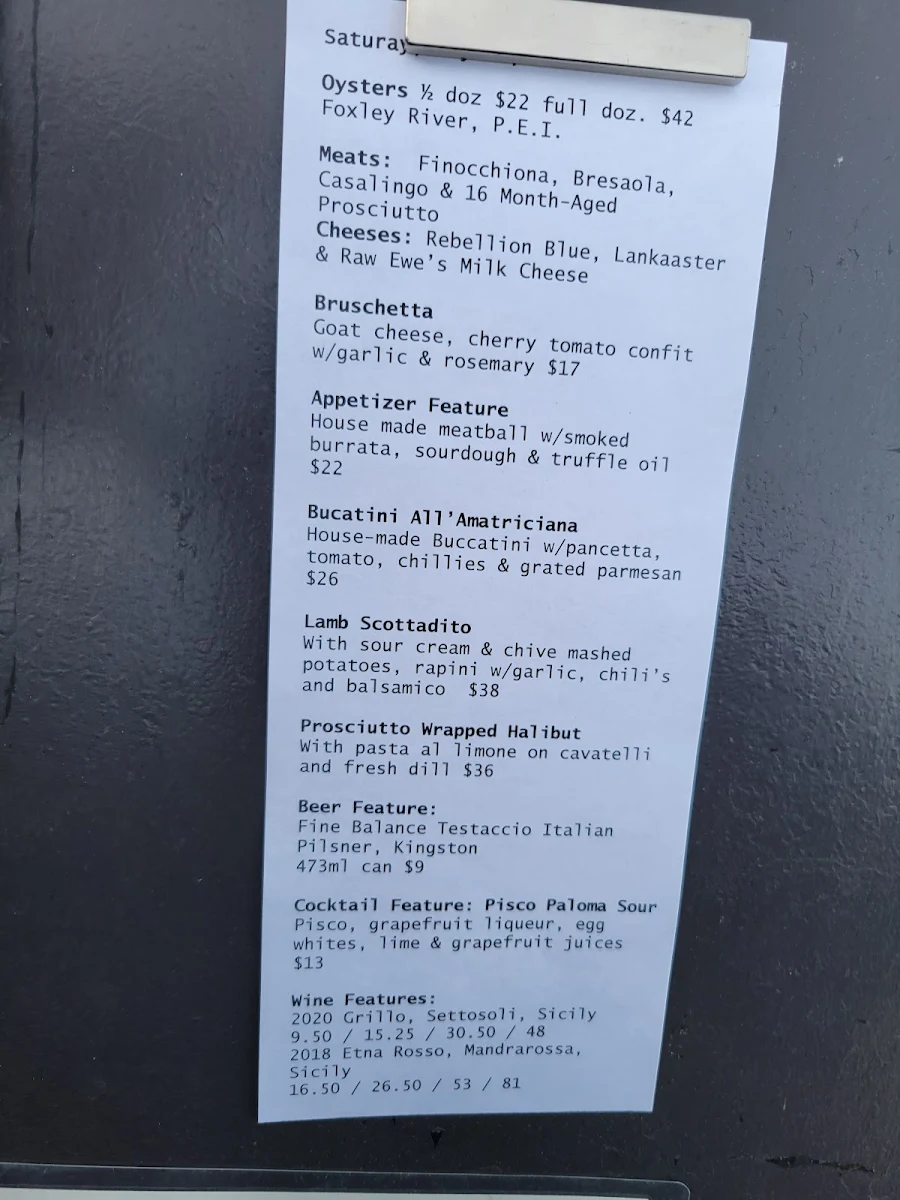 Menu, Olivea