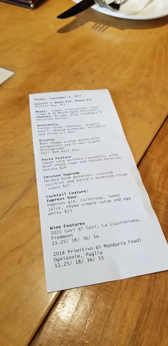 Menu, Olivea