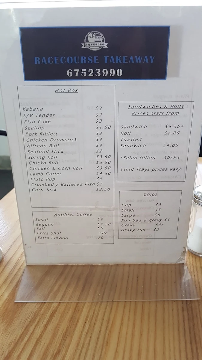 Menu, Racecourse Takeaway