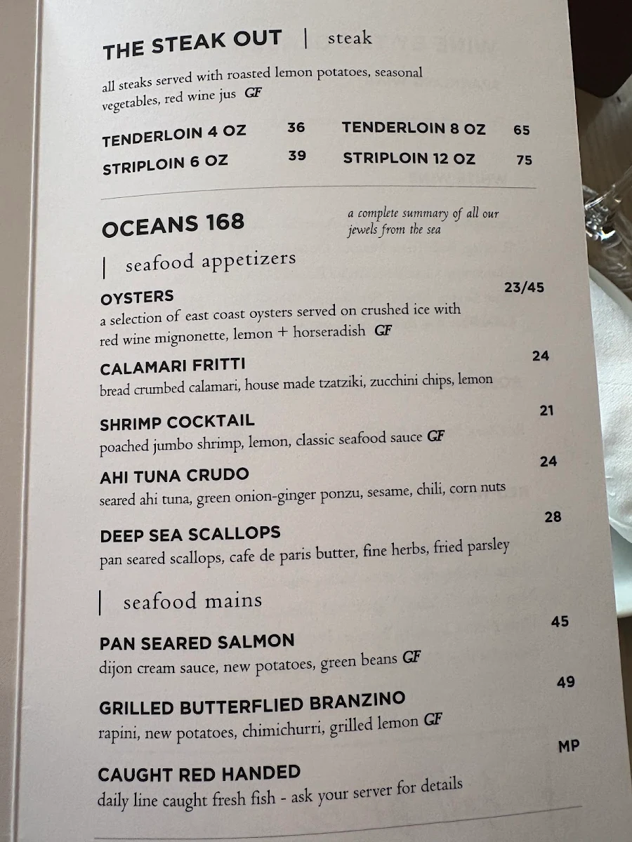 Menu, HEIST Restaurant + Wine Club