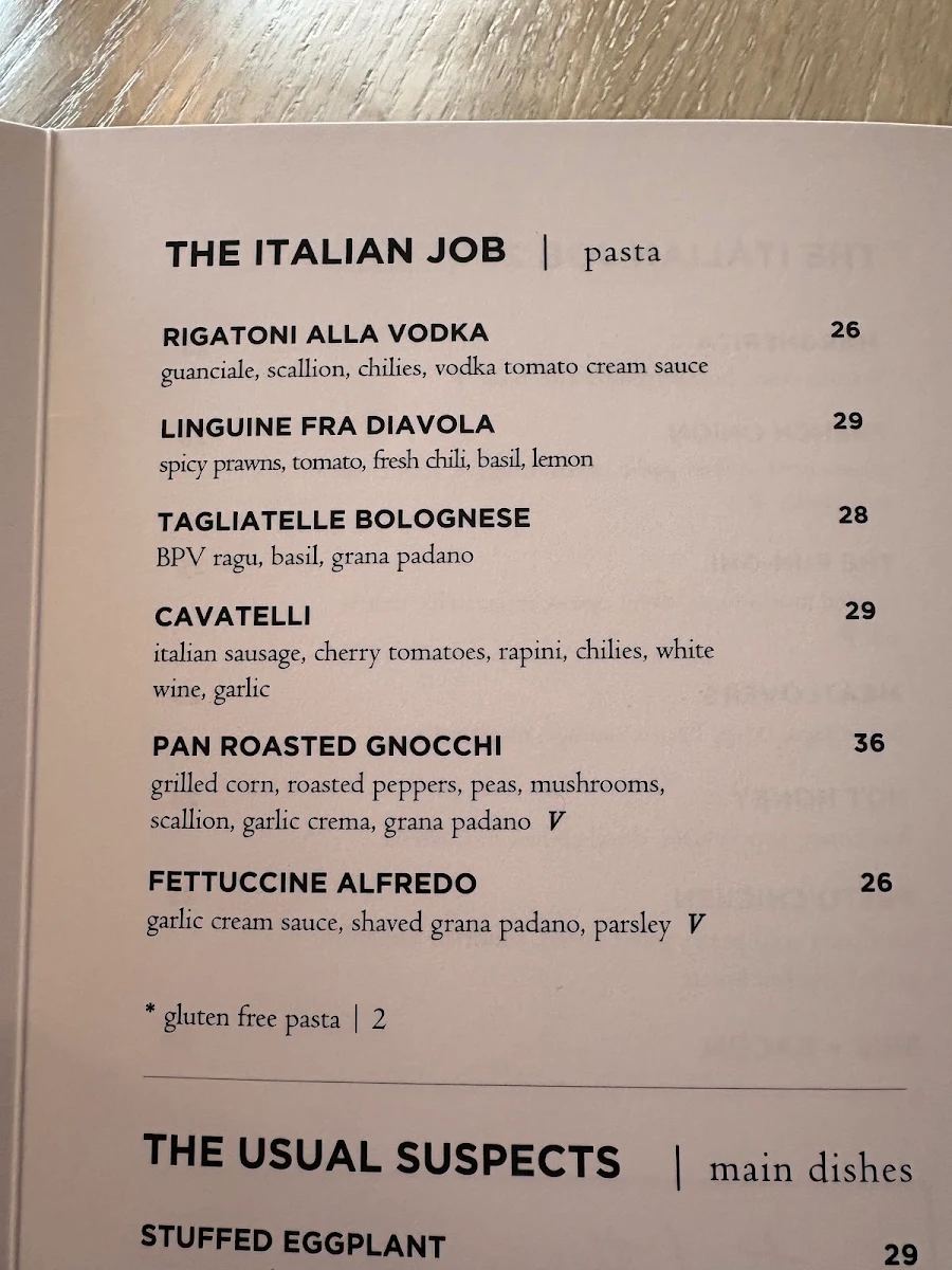 Menu, HEIST Restaurant + Wine Club