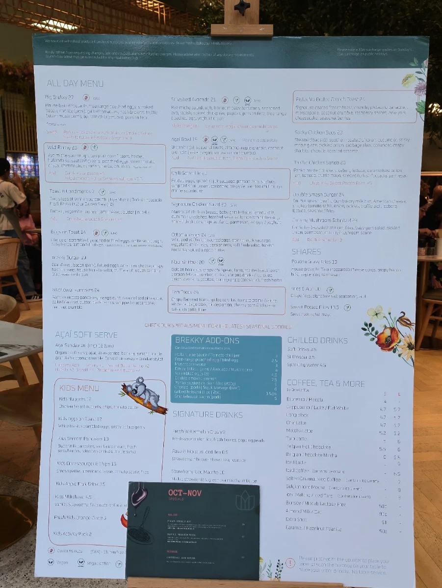 Menu, Wildflower Society - Blacktown