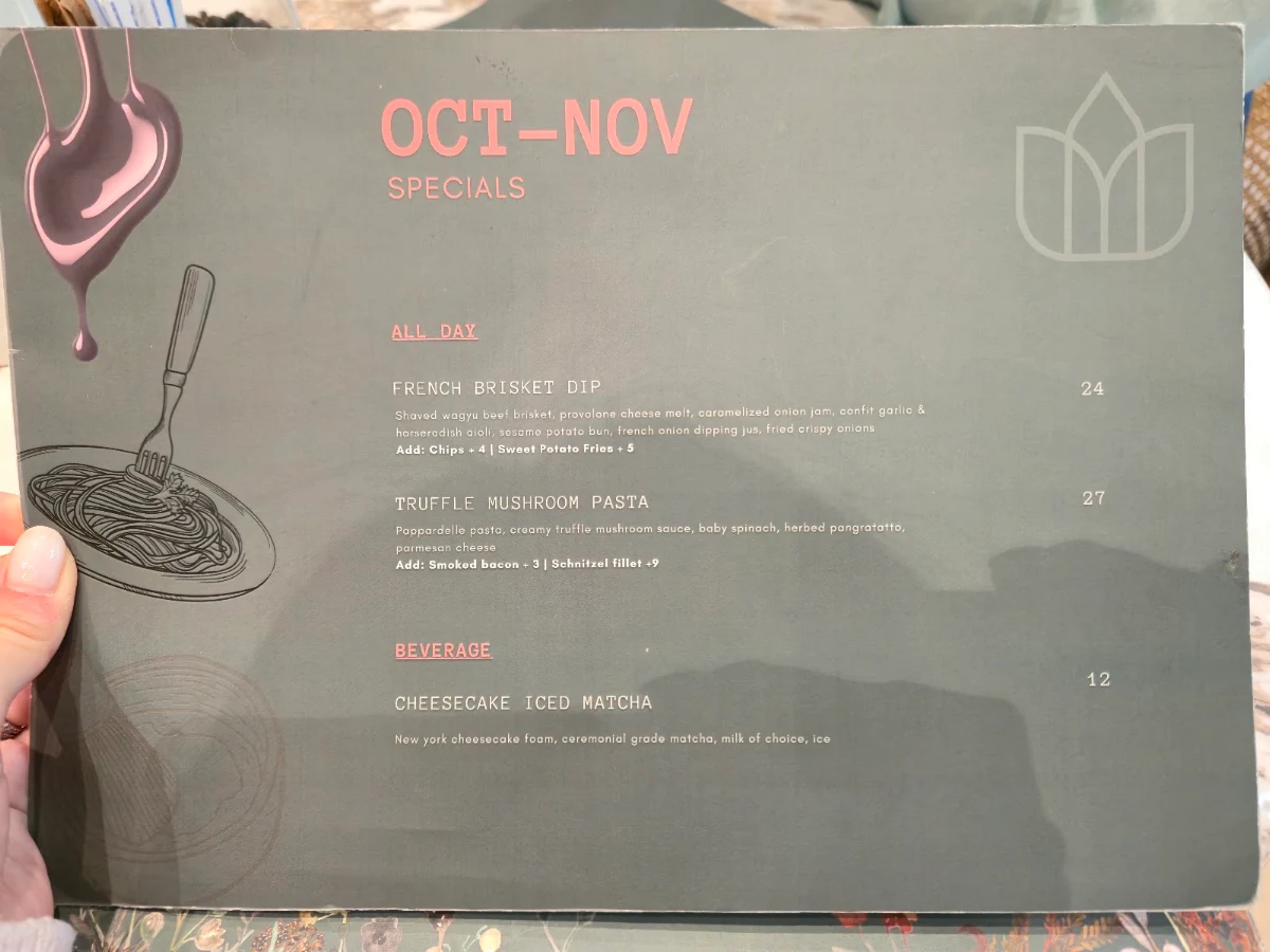 Menu, Wildflower Society - Blacktown