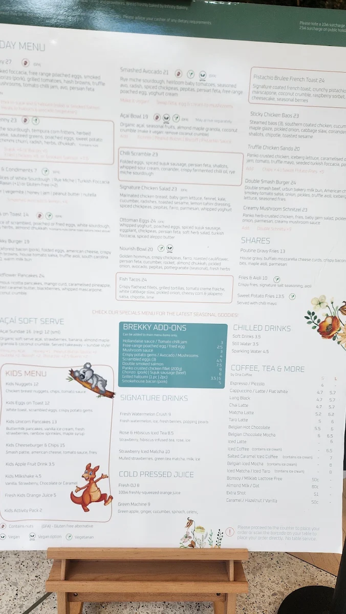 Menu, Wildflower Society - Blacktown