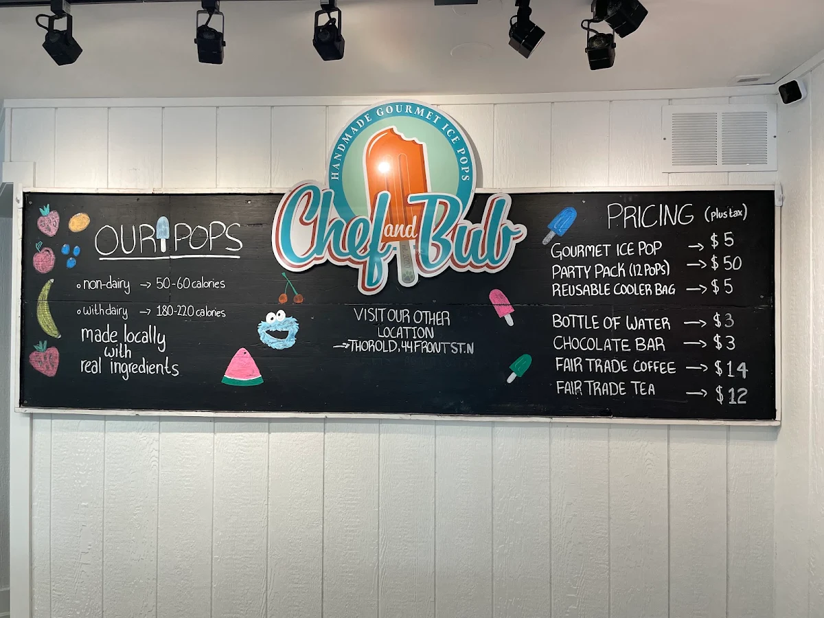 Menu, Chef and Bub Gourmet Popsicles + Ice Cream