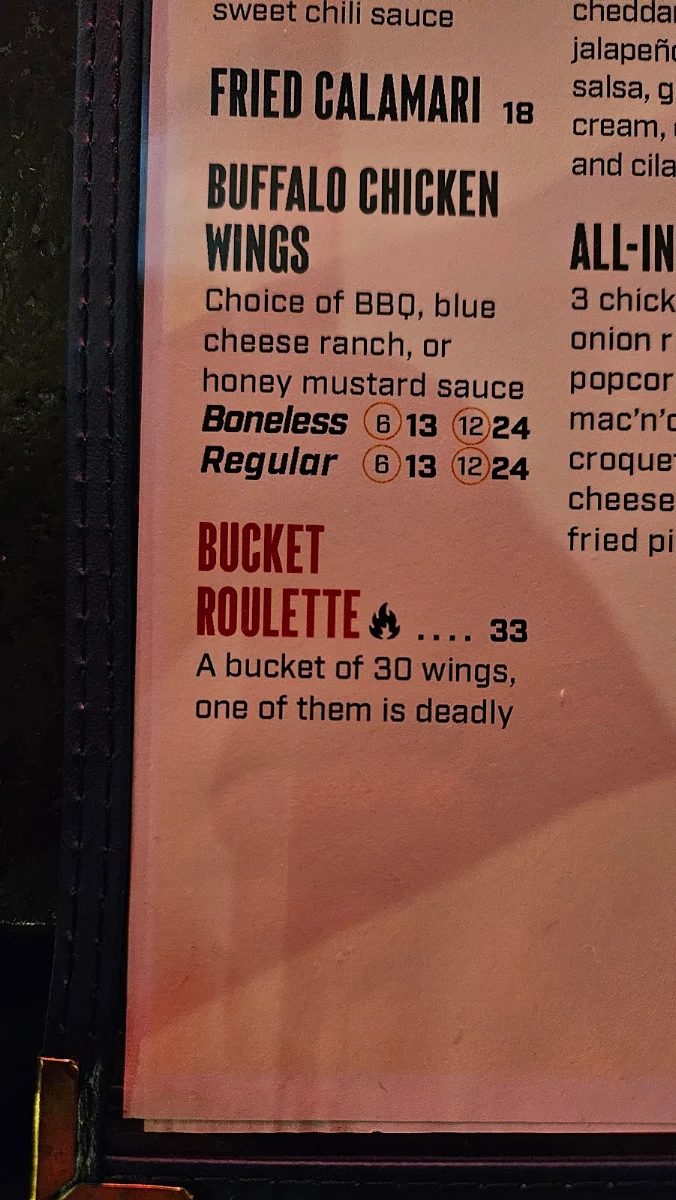 Menu, Pub du Parvis