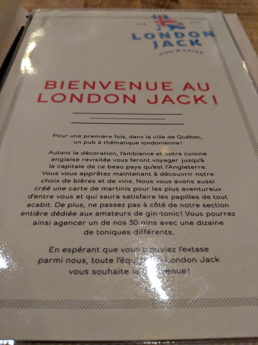 Menu, Pub du Parvis