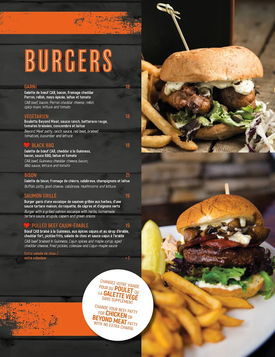 Menu, Pub du Parvis