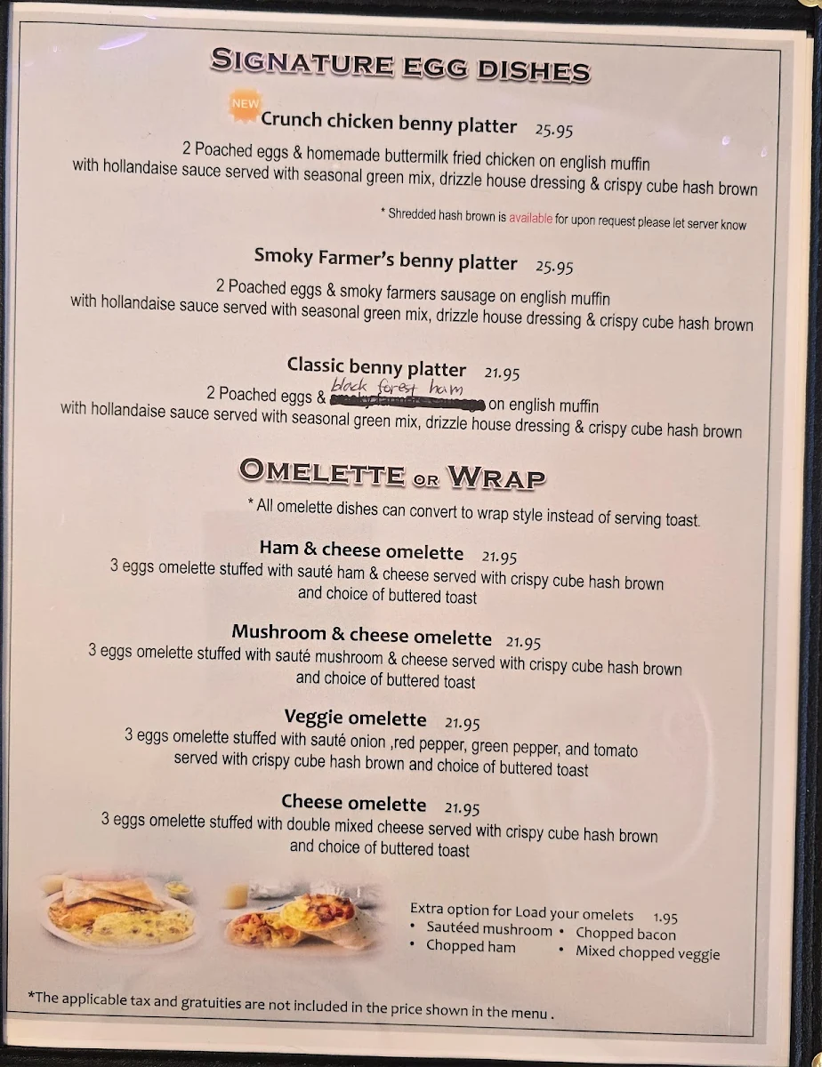 Menu, Lakeview Restaurant