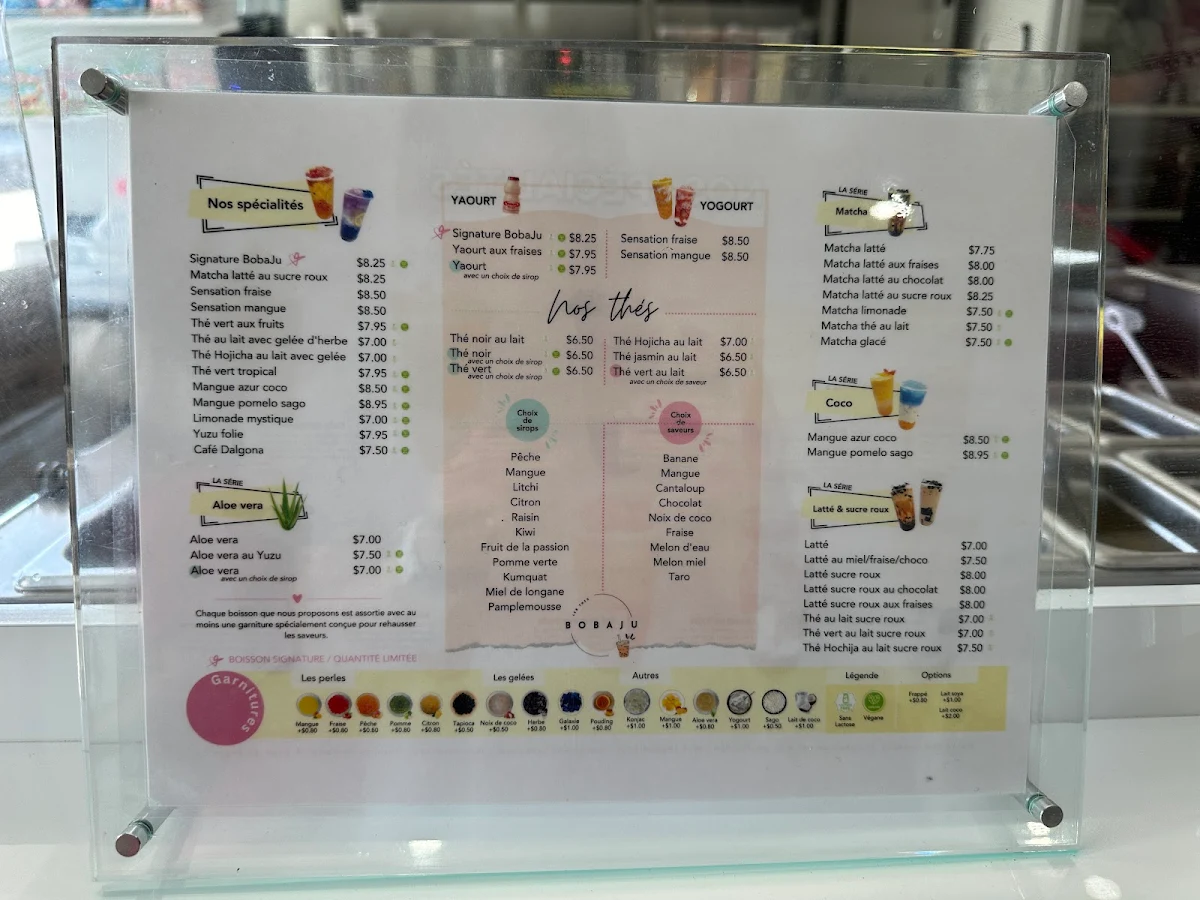 Menu, Les Thés BobaJu