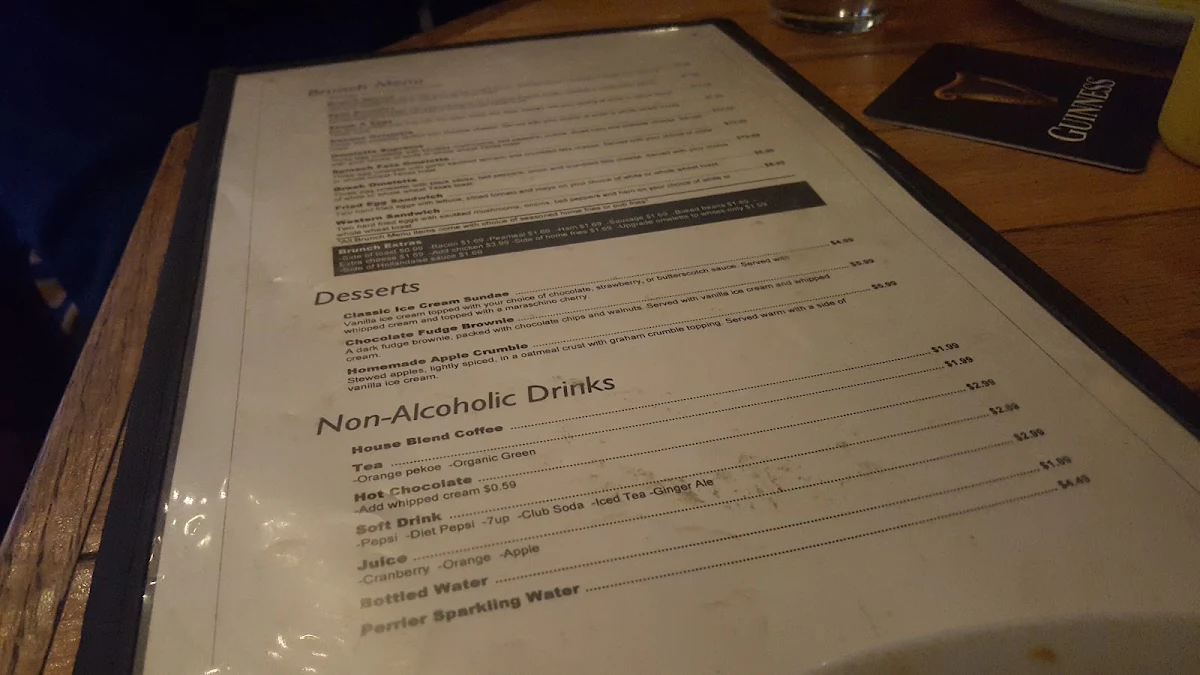 Menu, The Dog's Bollocks Pub