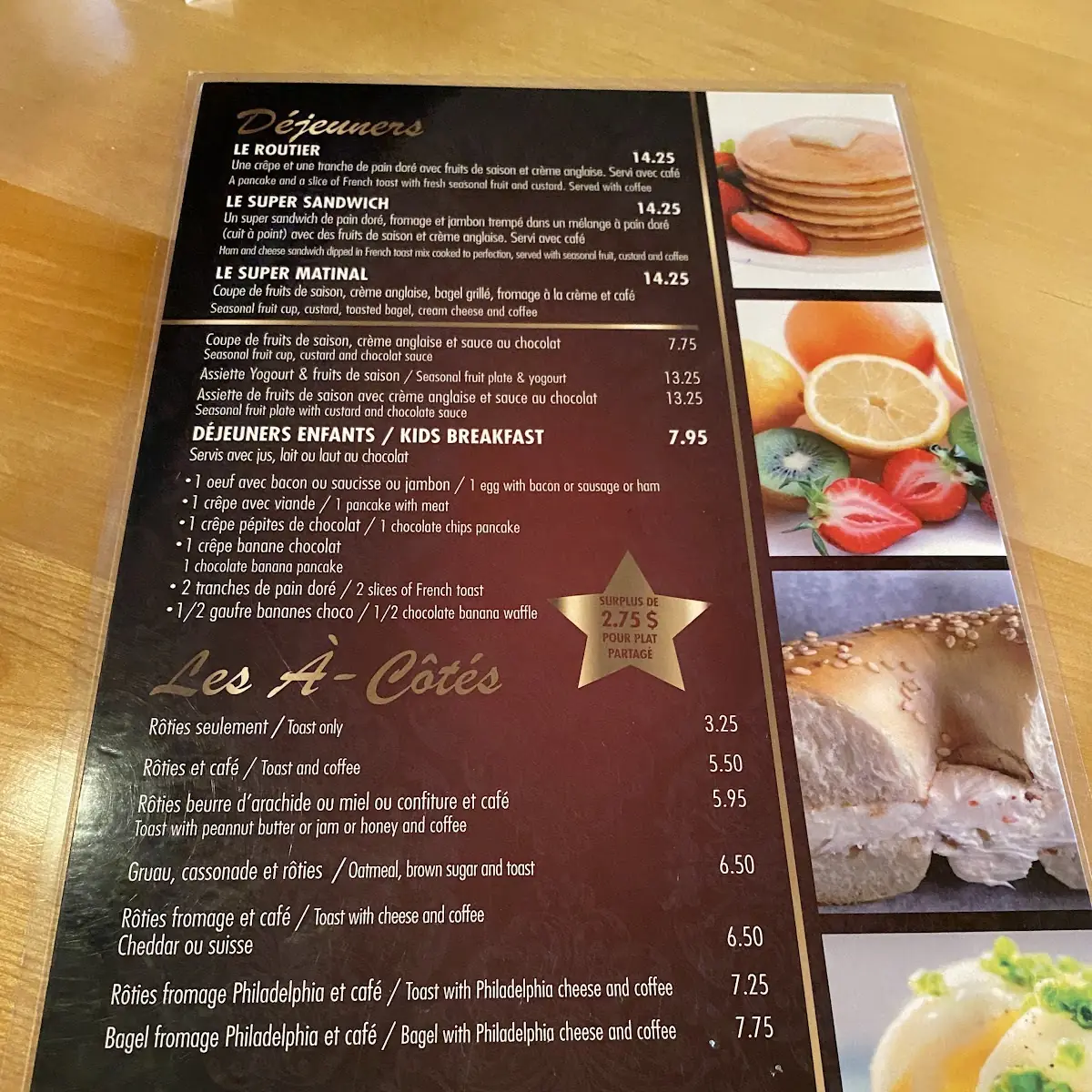 Menu, Resto-Bar le Douglas