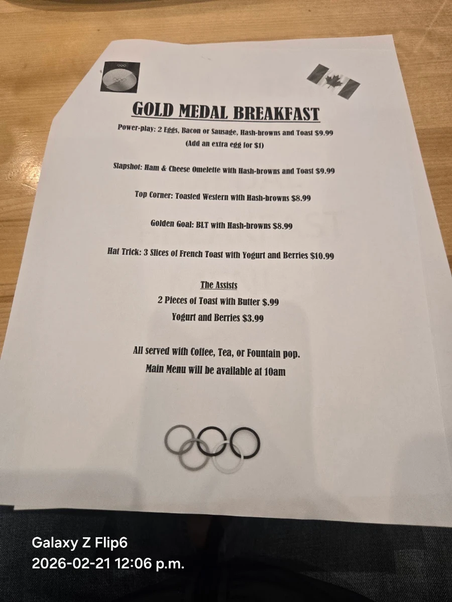 Menu, Boston Pizza