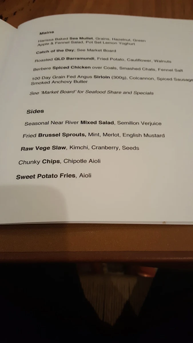 Menu, Bills Fishhouse & Bar