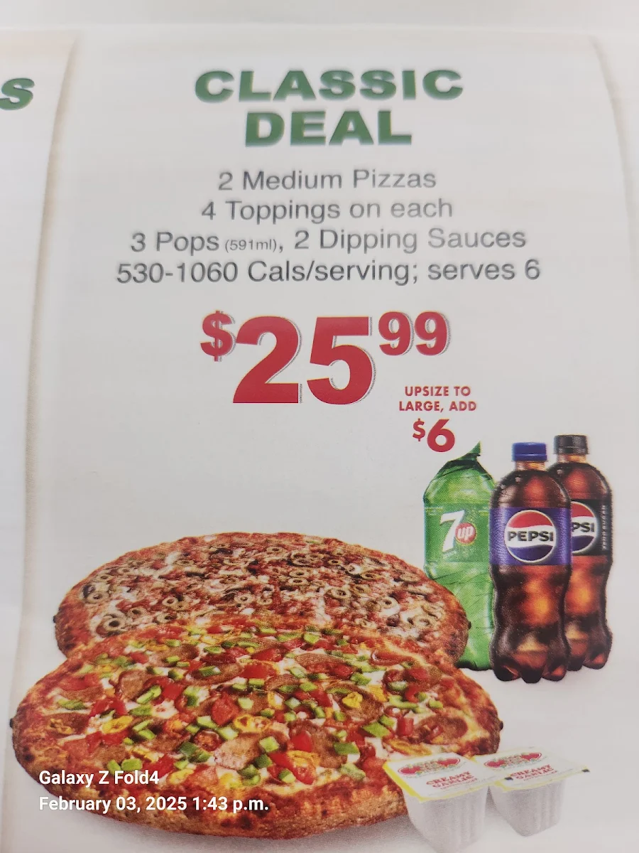 Menu, Twice The Deal Pizza